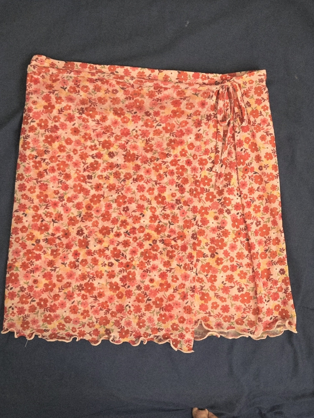 Full Tilt Pink Floral Mesh Wrap Mini Skirt